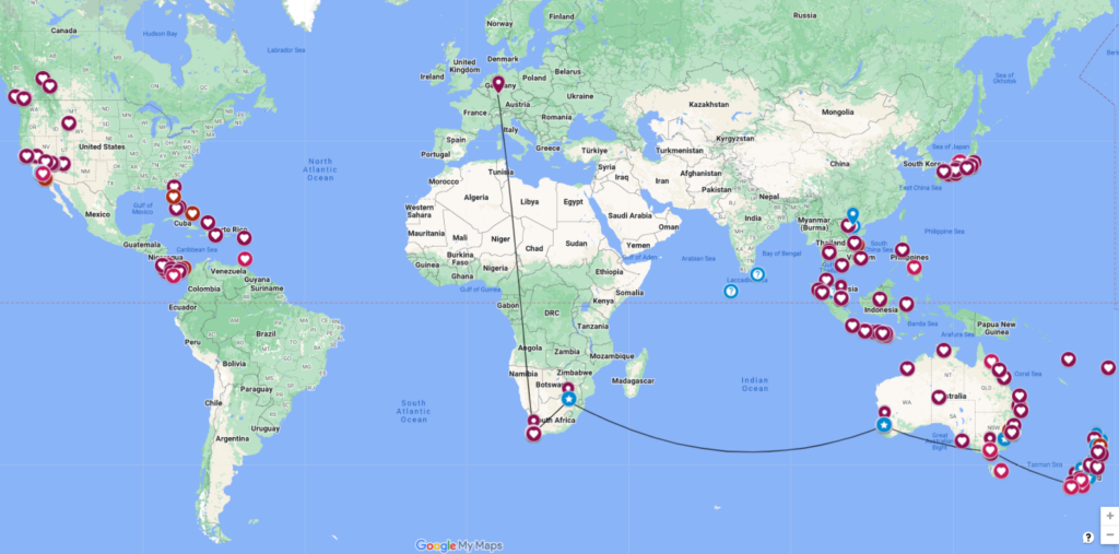 Karte mit markierten Orten